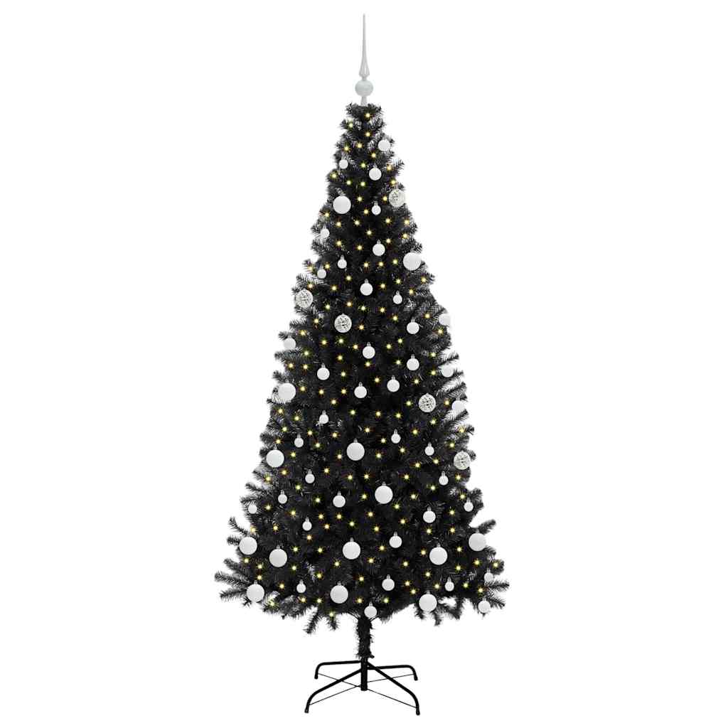 Albero di Natale con 300 LED con supporto Nero 180 cm PVC