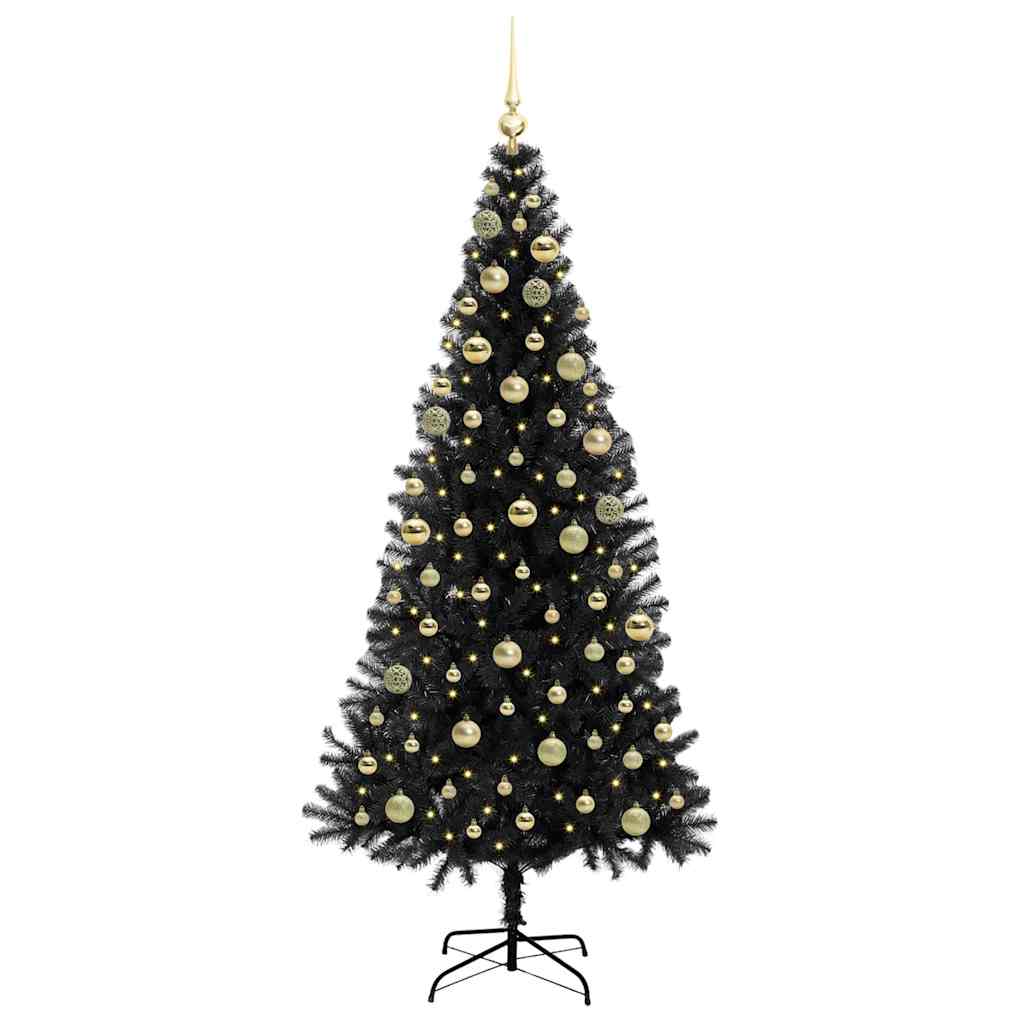 Albero di Natale con 300 LED con supporto Nero 180 cm PVC