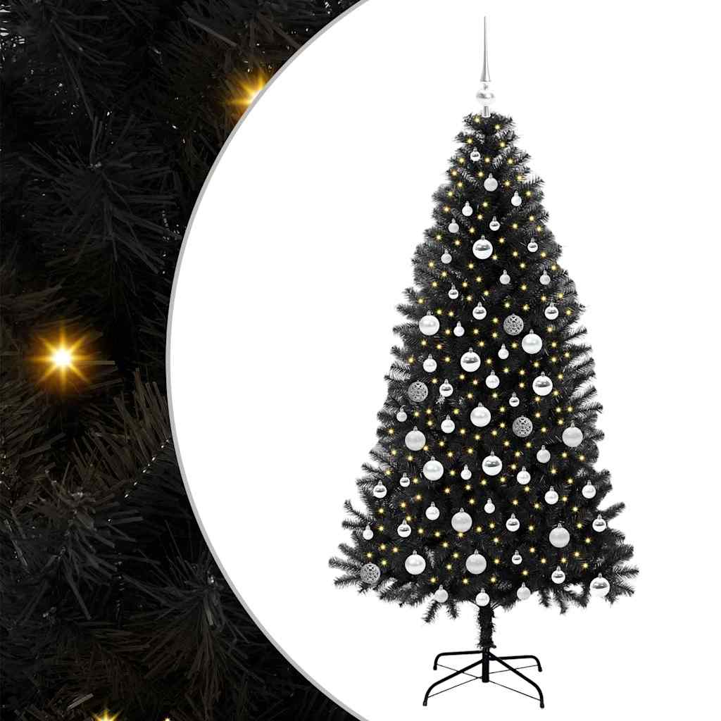 Albero di Natale con 300 LED con supporto Nero 180 cm PVC