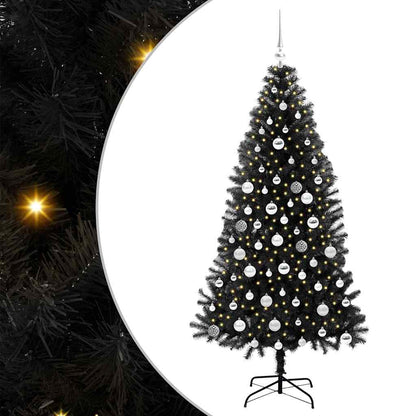 Albero di Natale con 300 LED con supporto Nero 180 cm PVC