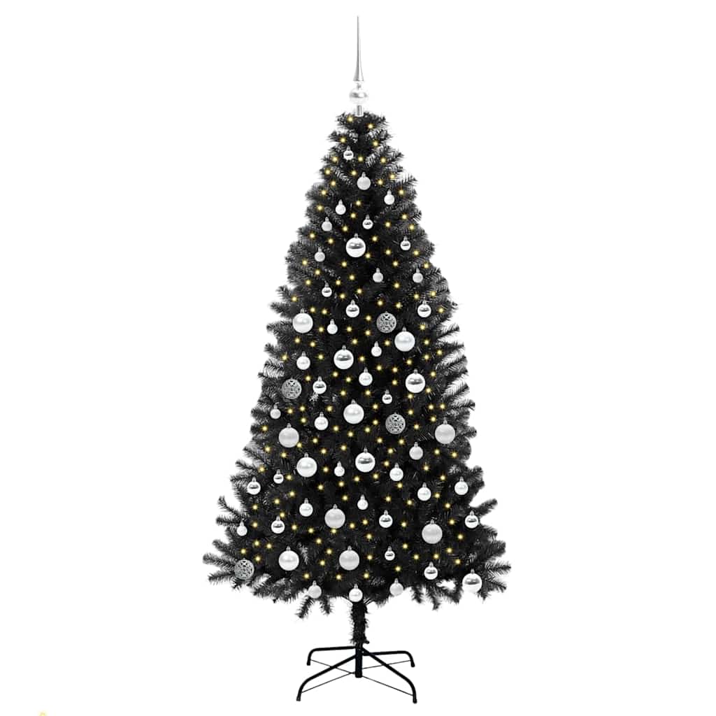 Albero di Natale con 300 LED con supporto Nero 180 cm PVC