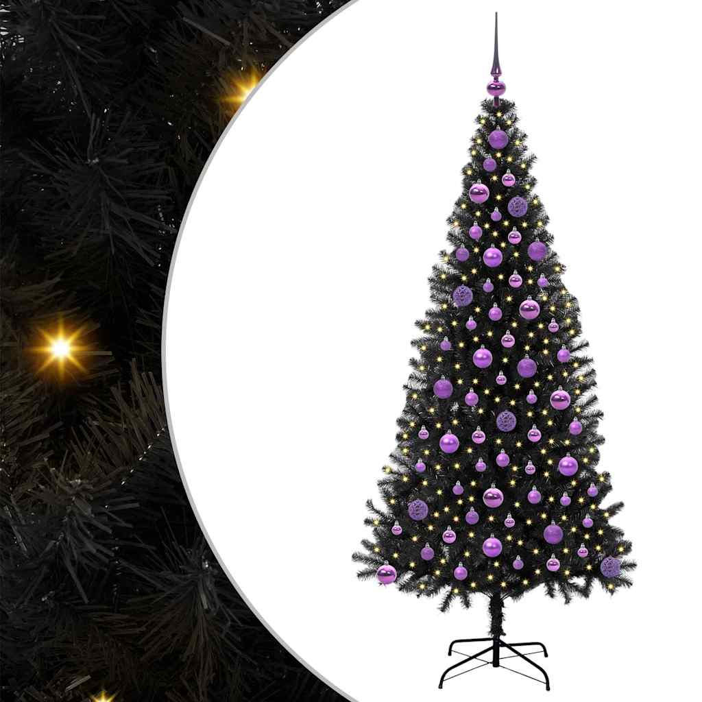 Albero di Natale con 300 LED con supporto Nero 180 cm PVC