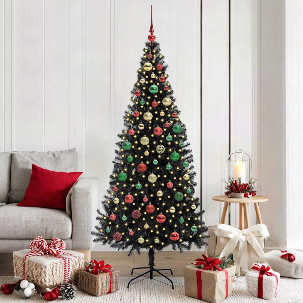Albero di Natale con 300 LED con supporto Nero 180 cm PVC