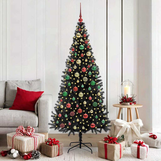 Albero di Natale con 300 LED con supporto Nero 180 cm PVC
