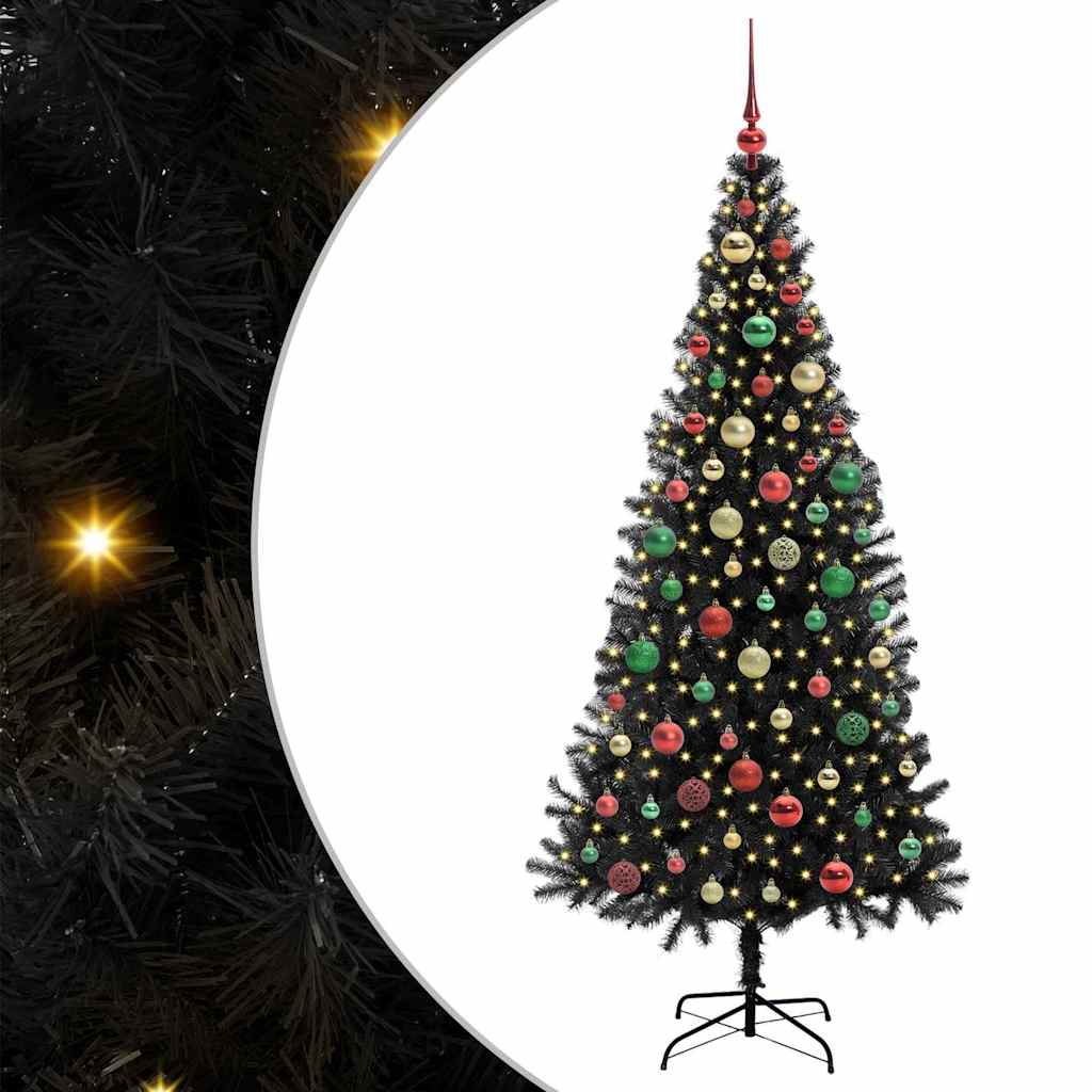Albero di Natale con 300 LED con supporto Nero 180 cm PVC