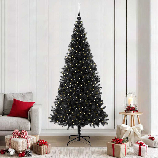 Albero di Natale con 300 LED con supporto Nero 210 cm PVC