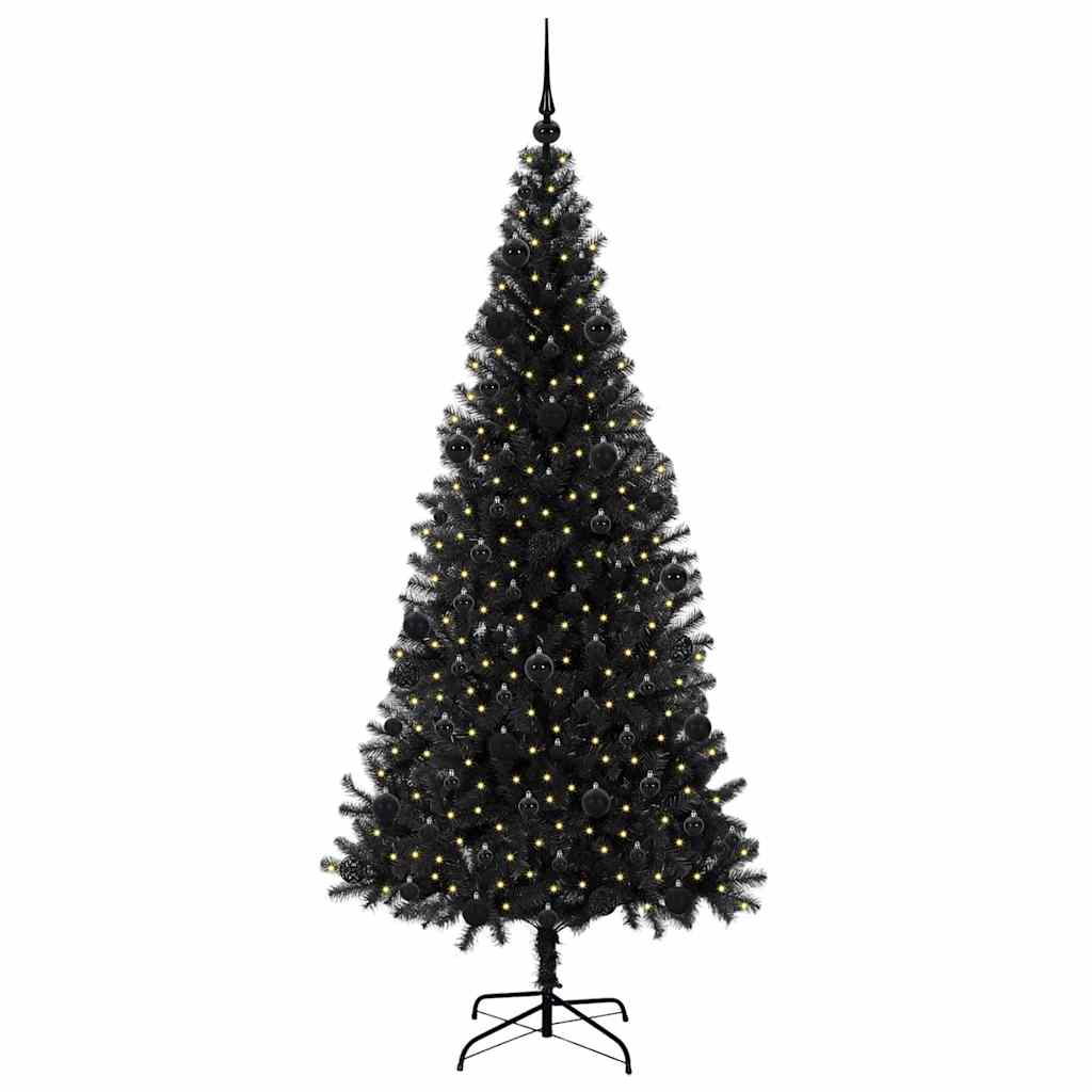 Albero di Natale con 300 LED con supporto Nero 210 cm PVC