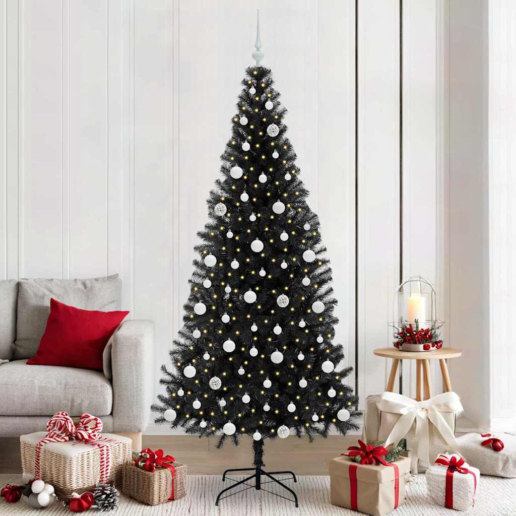 Albero di Natale con 300 LED con supporto Nero 210 cm PVC