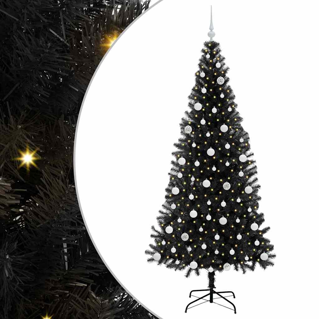 Albero di Natale con 300 LED con supporto Nero 210 cm PVC