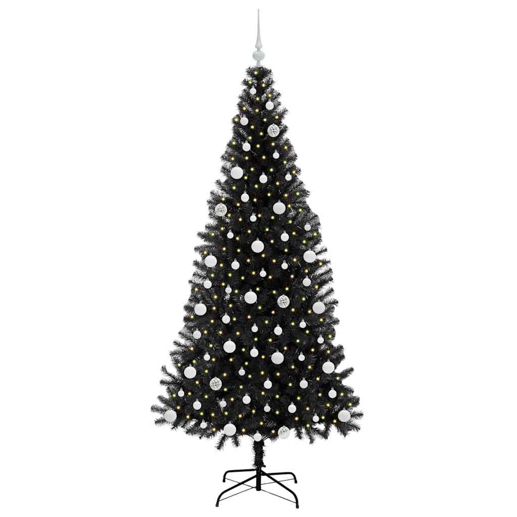 Albero di Natale con 300 LED con supporto Nero 210 cm PVC