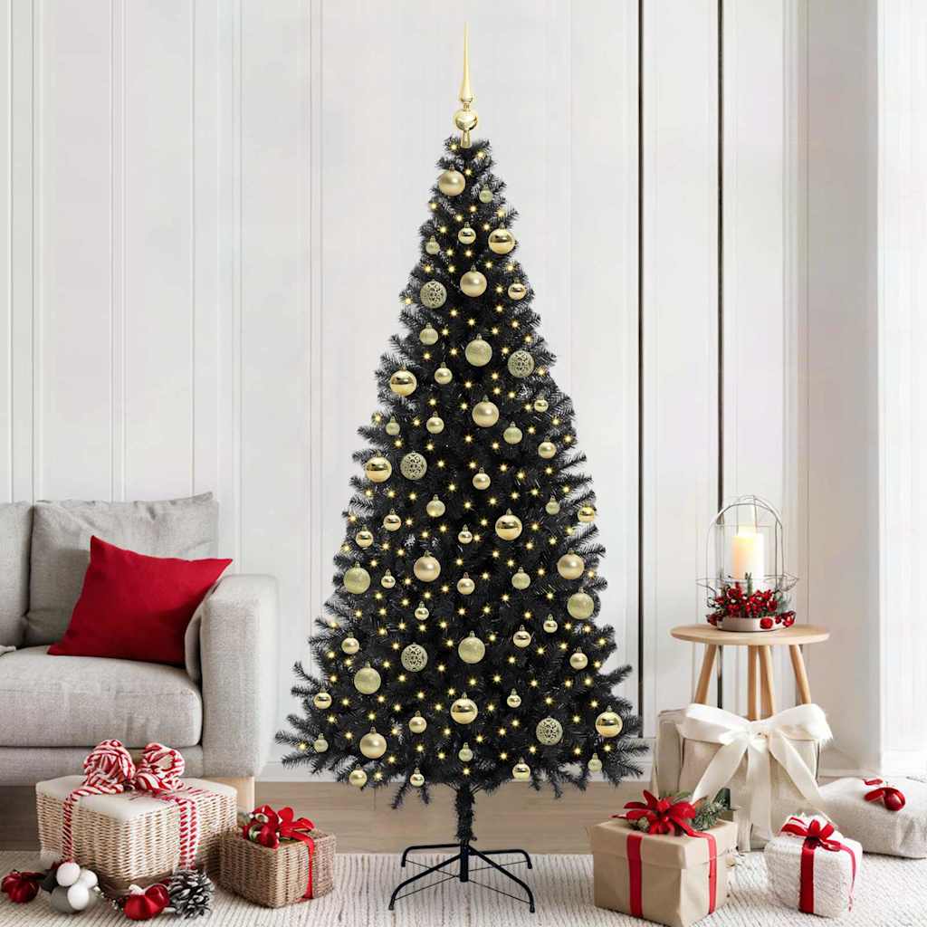 Albero di Natale con 300 LED con supporto Nero 210 cm PVC