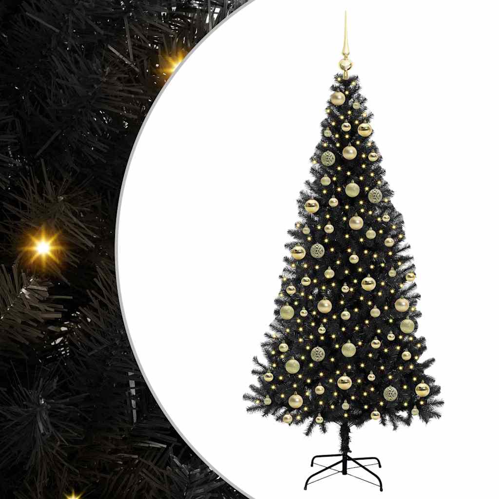 Albero di Natale con 300 LED con supporto Nero 210 cm PVC