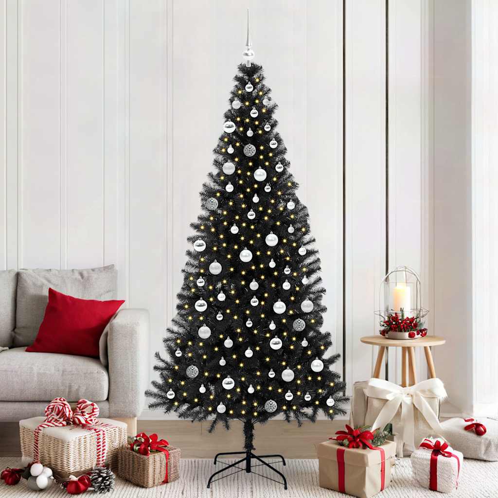 Albero di Natale con 300 LED con supporto Nero 210 cm PVC