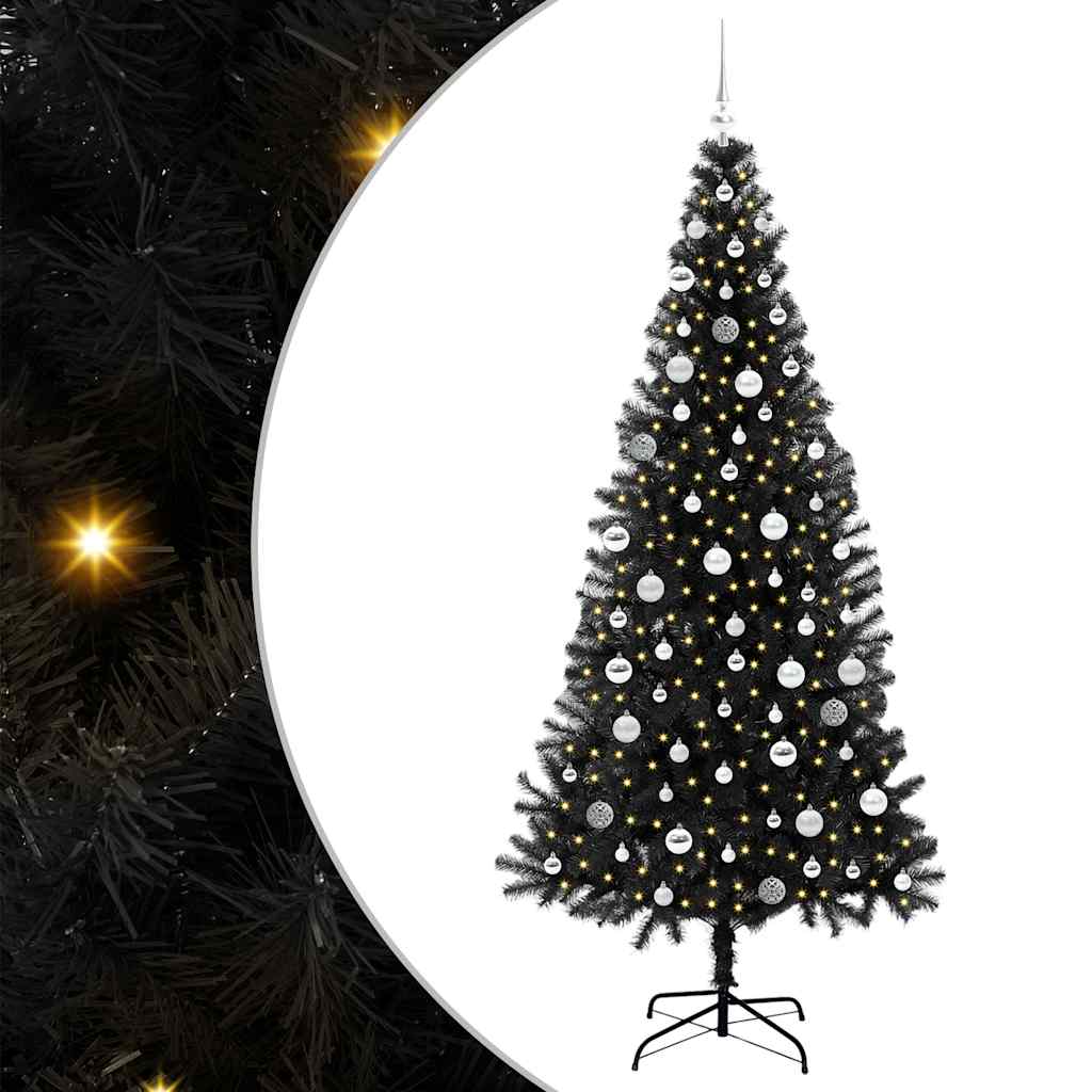 Albero di Natale con 300 LED con supporto Nero 210 cm PVC