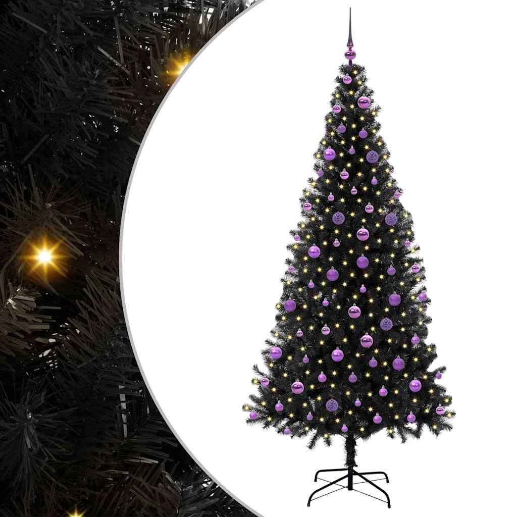 Albero di Natale con 300 LED con supporto Nero 210 cm PVC