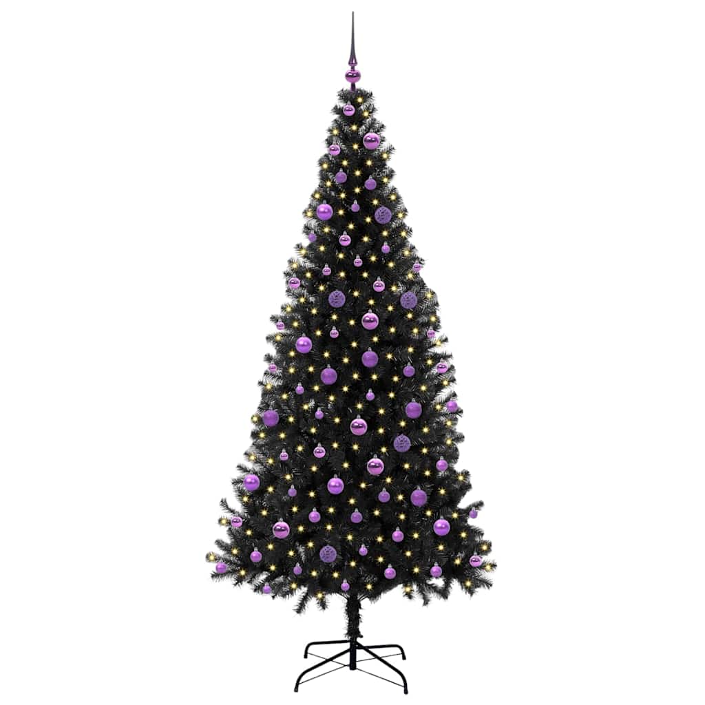 Albero di Natale con 300 LED con supporto Nero 210 cm PVC