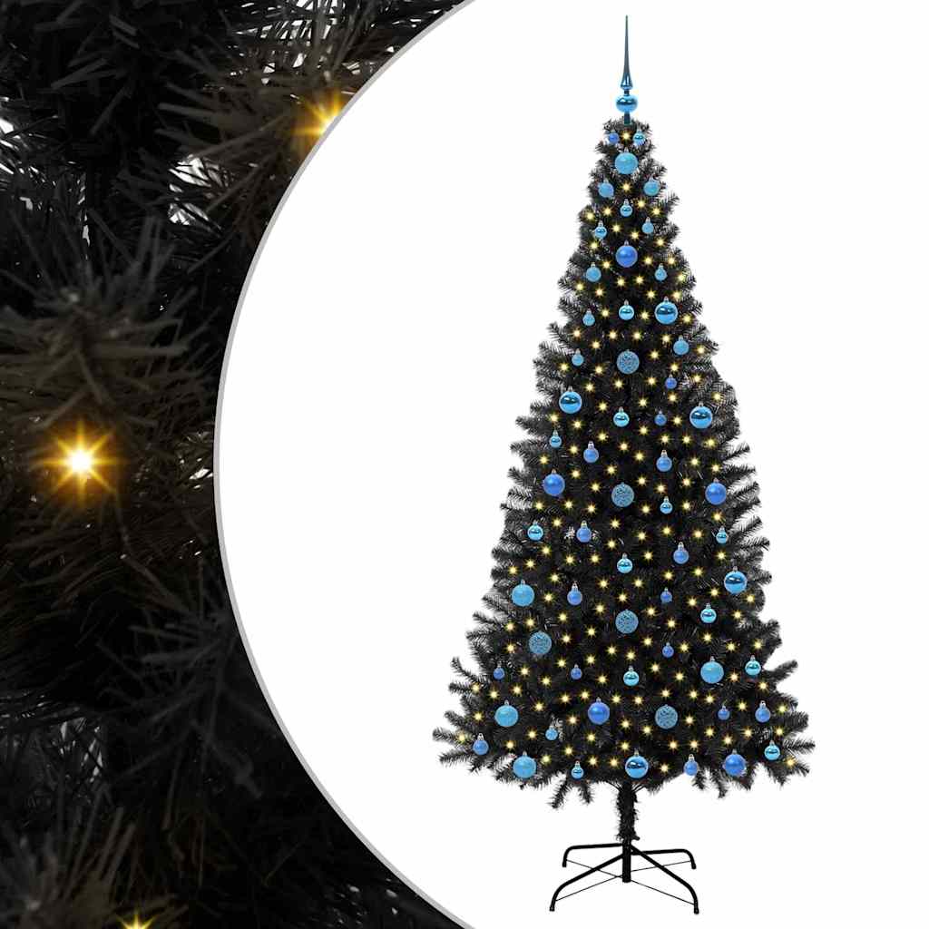 Albero di Natale con 300 LED con supporto Nero 210 cm PVC
