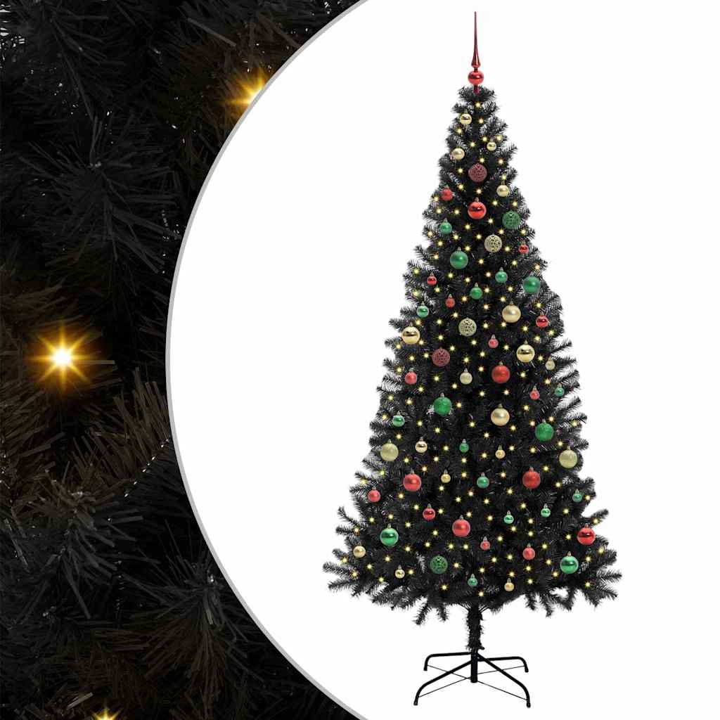 Albero di Natale con 300 LED con supporto Nero 210 cm PVC