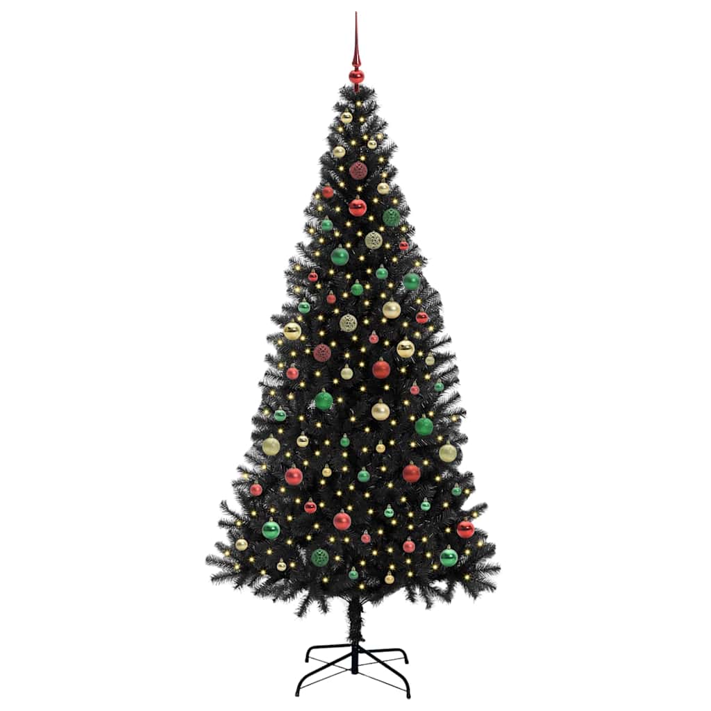Albero di Natale con 300 LED con supporto Nero 210 cm PVC