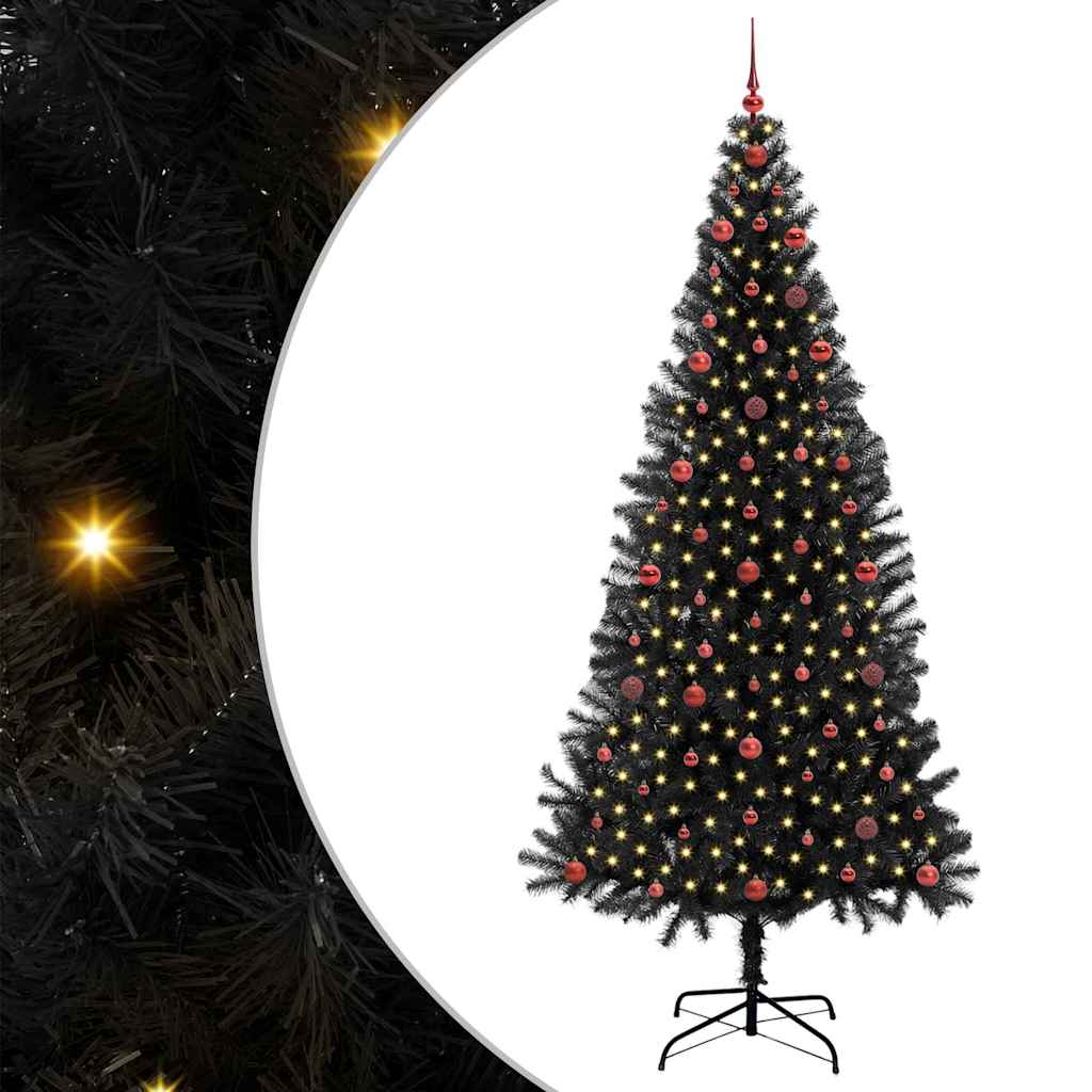 Albero di Natale con 300 LED con supporto Nero 240 cm PVC