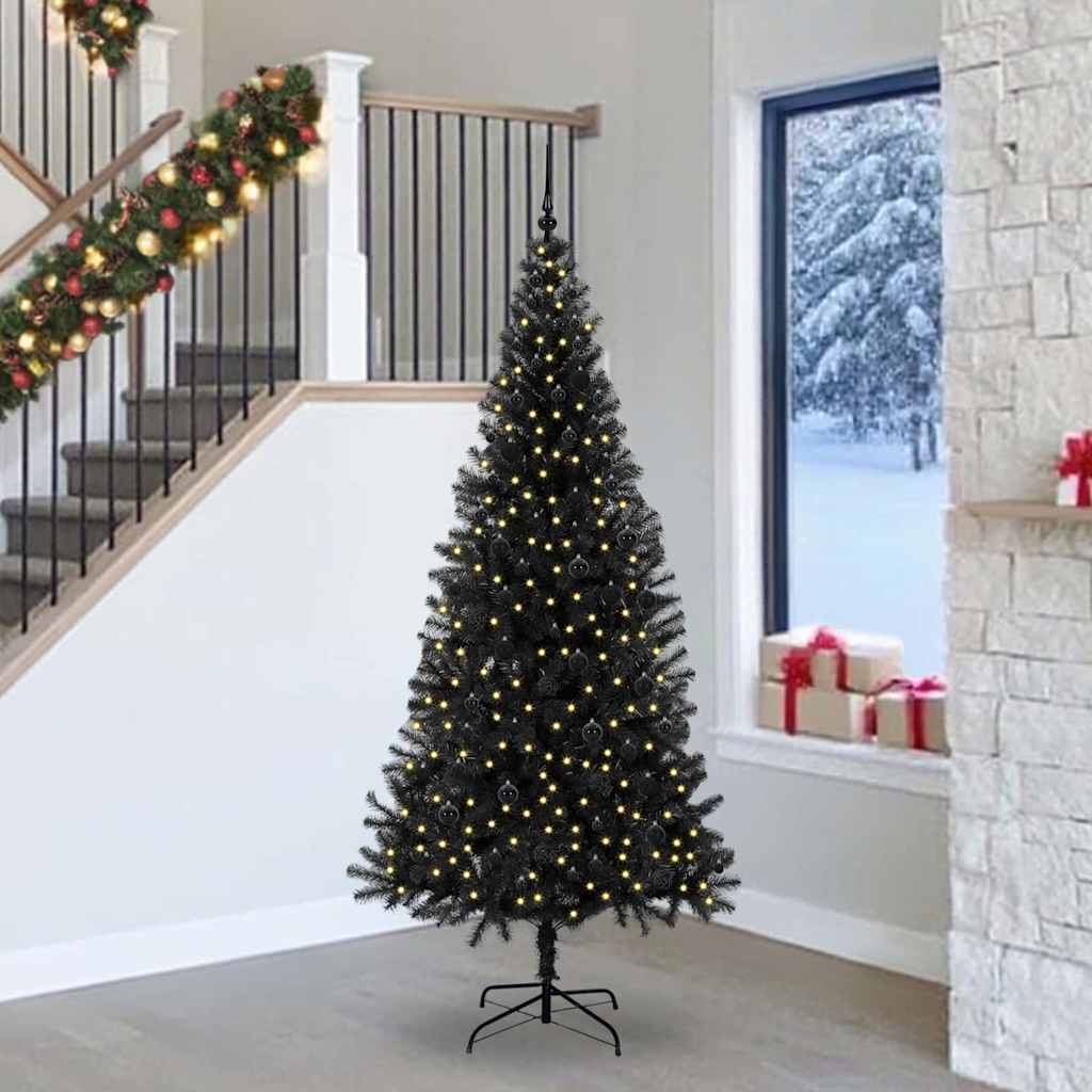 Albero di Natale con 300 LED con supporto Nero 240 cm PVC