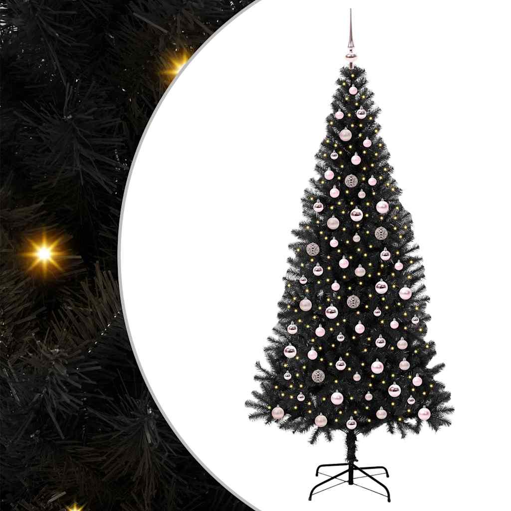 Albero di Natale con 300 LED con supporto Nero 240 cm PVC