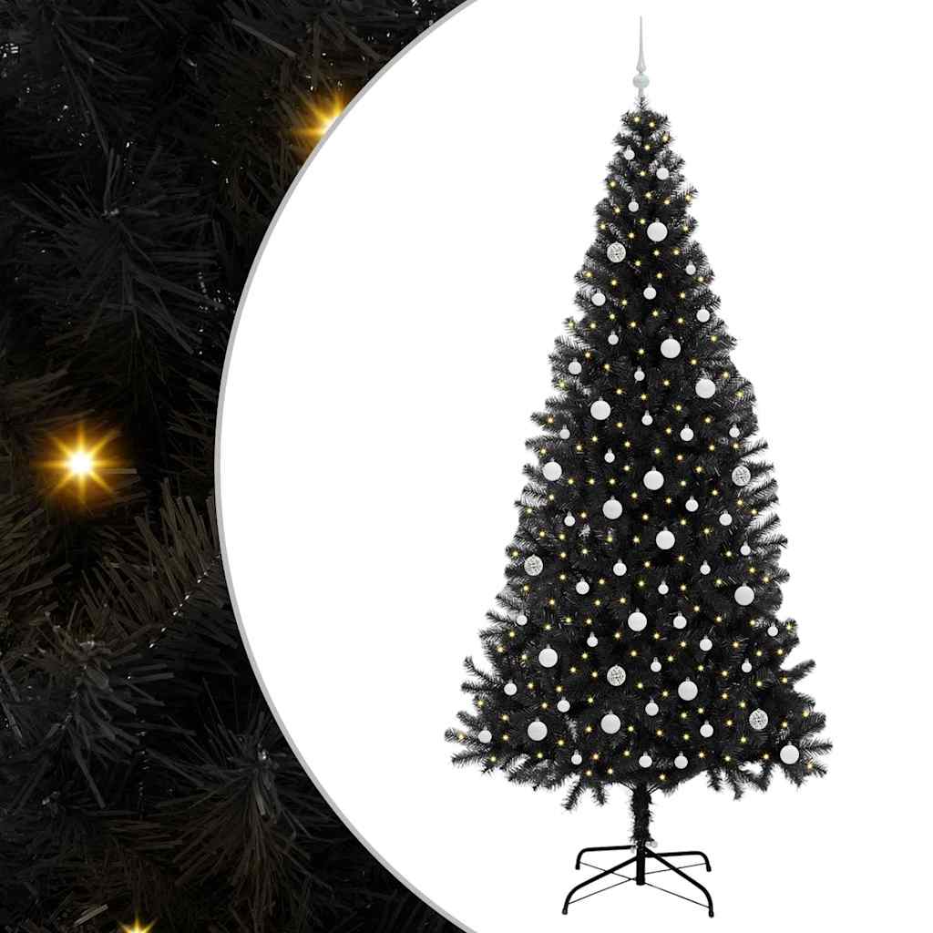 Albero di Natale con 300 LED con supporto Nero 240 cm PVC