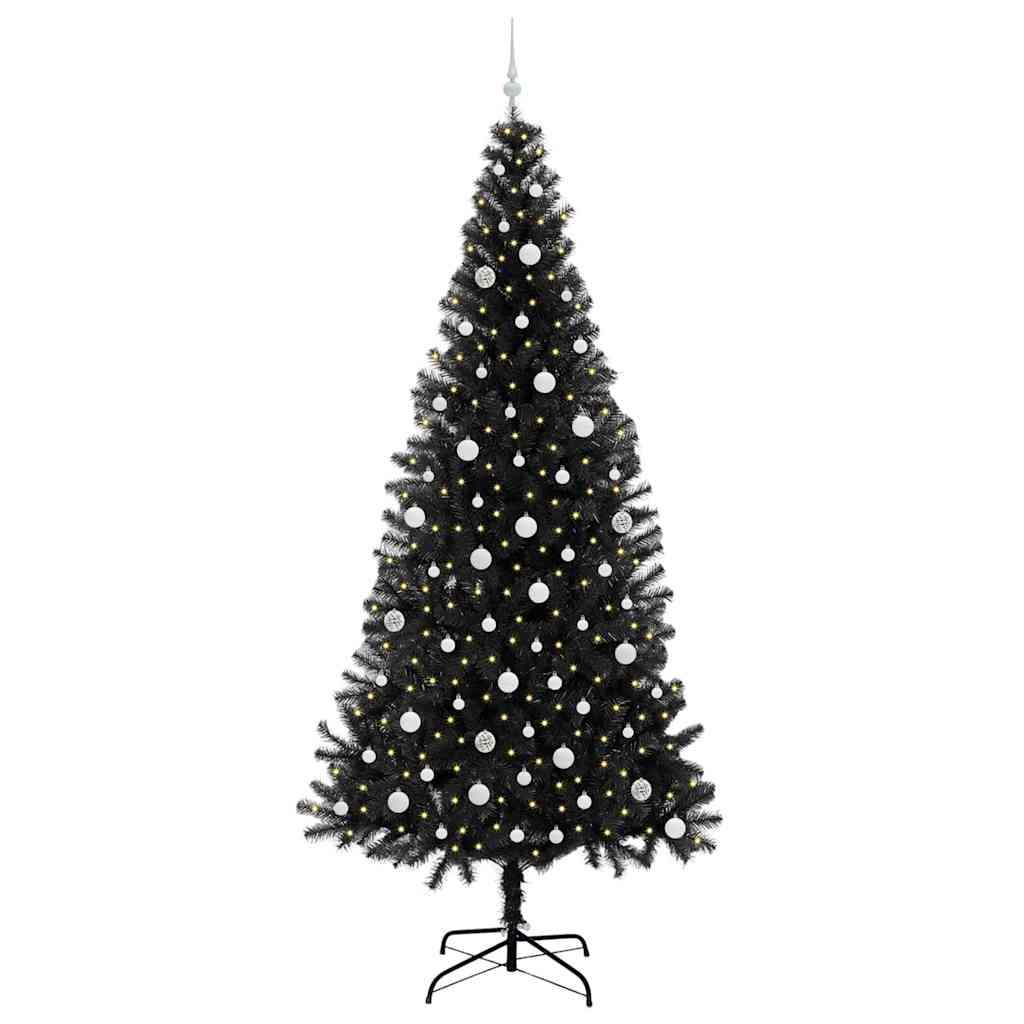 Albero di Natale con 300 LED con supporto Nero 240 cm PVC