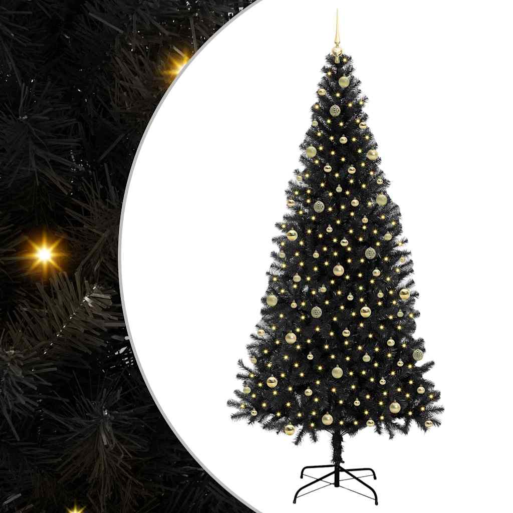 Albero di Natale con 300 LED con supporto Nero 240 cm PVC