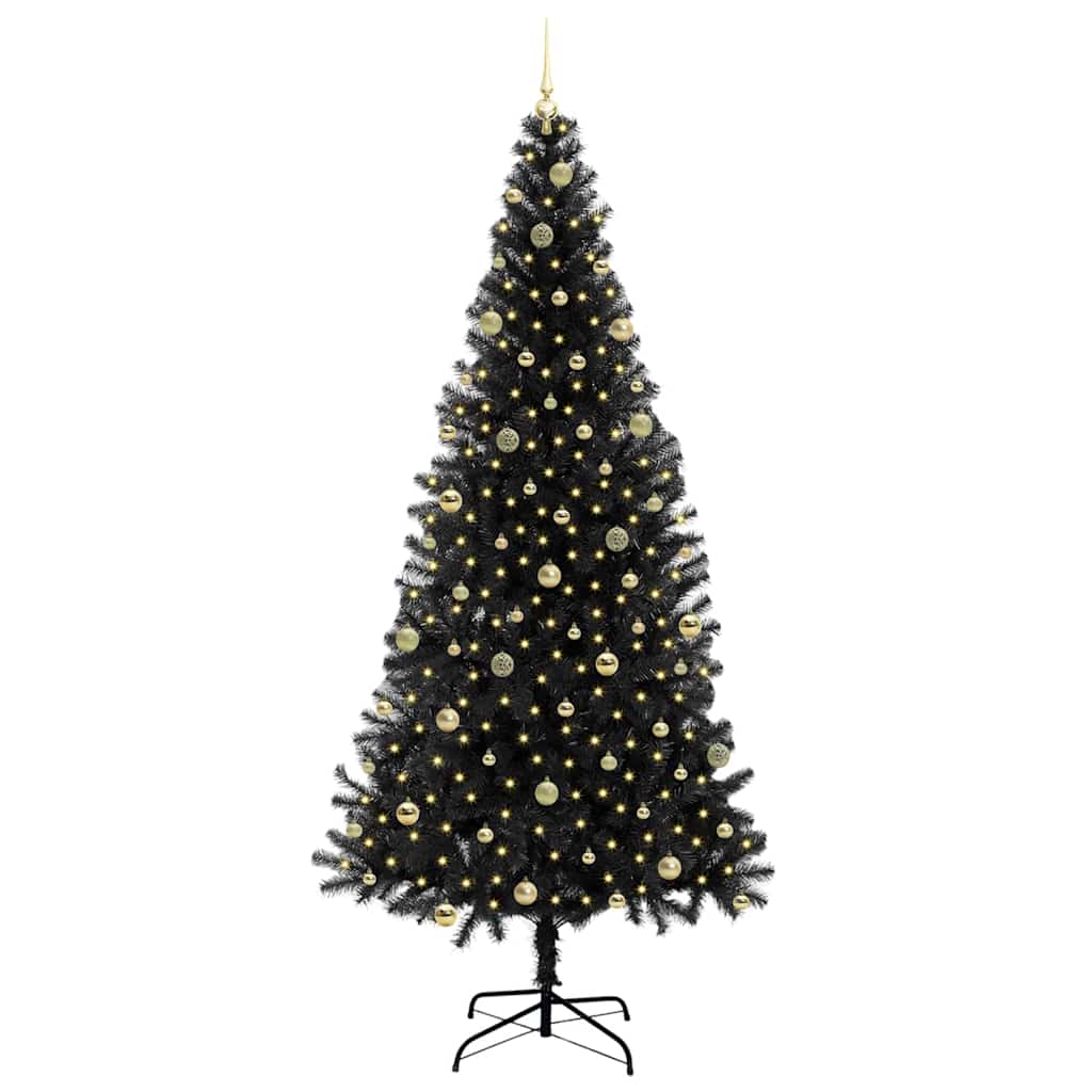 Albero di Natale con 300 LED con supporto Nero 240 cm PVC