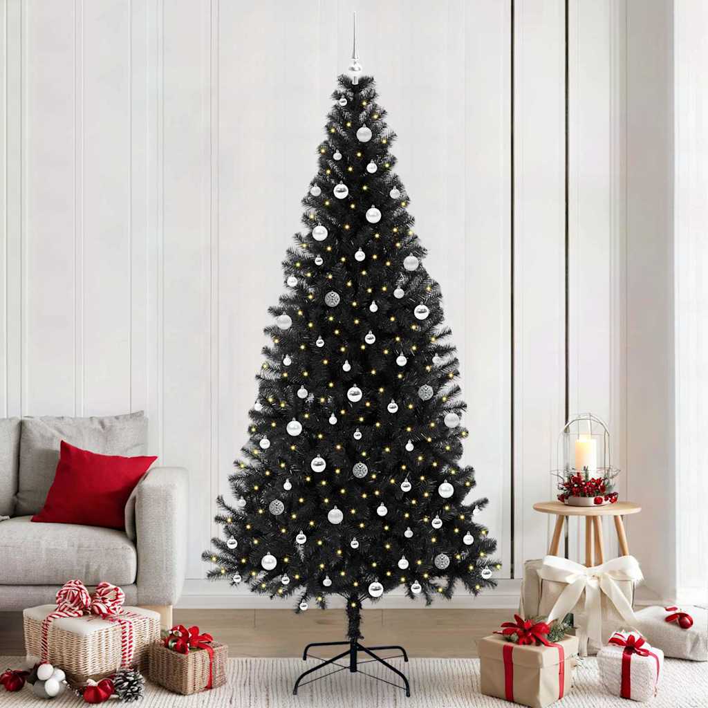 Albero di Natale con 300 LED con supporto Nero 240 cm PVC