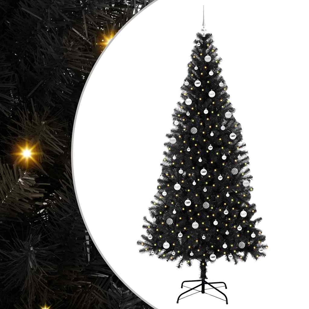 Albero di Natale con 300 LED con supporto Nero 240 cm PVC