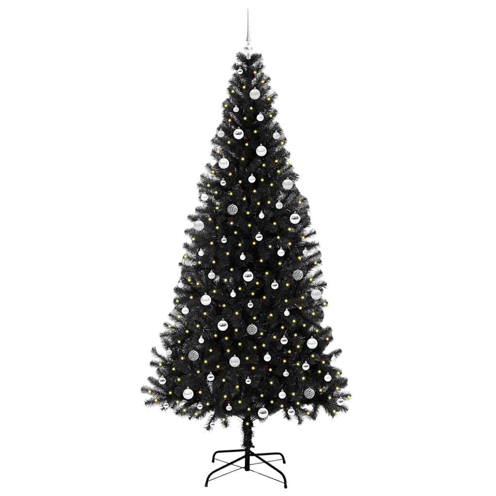 Albero di Natale con 300 LED con supporto Nero 240 cm PVC