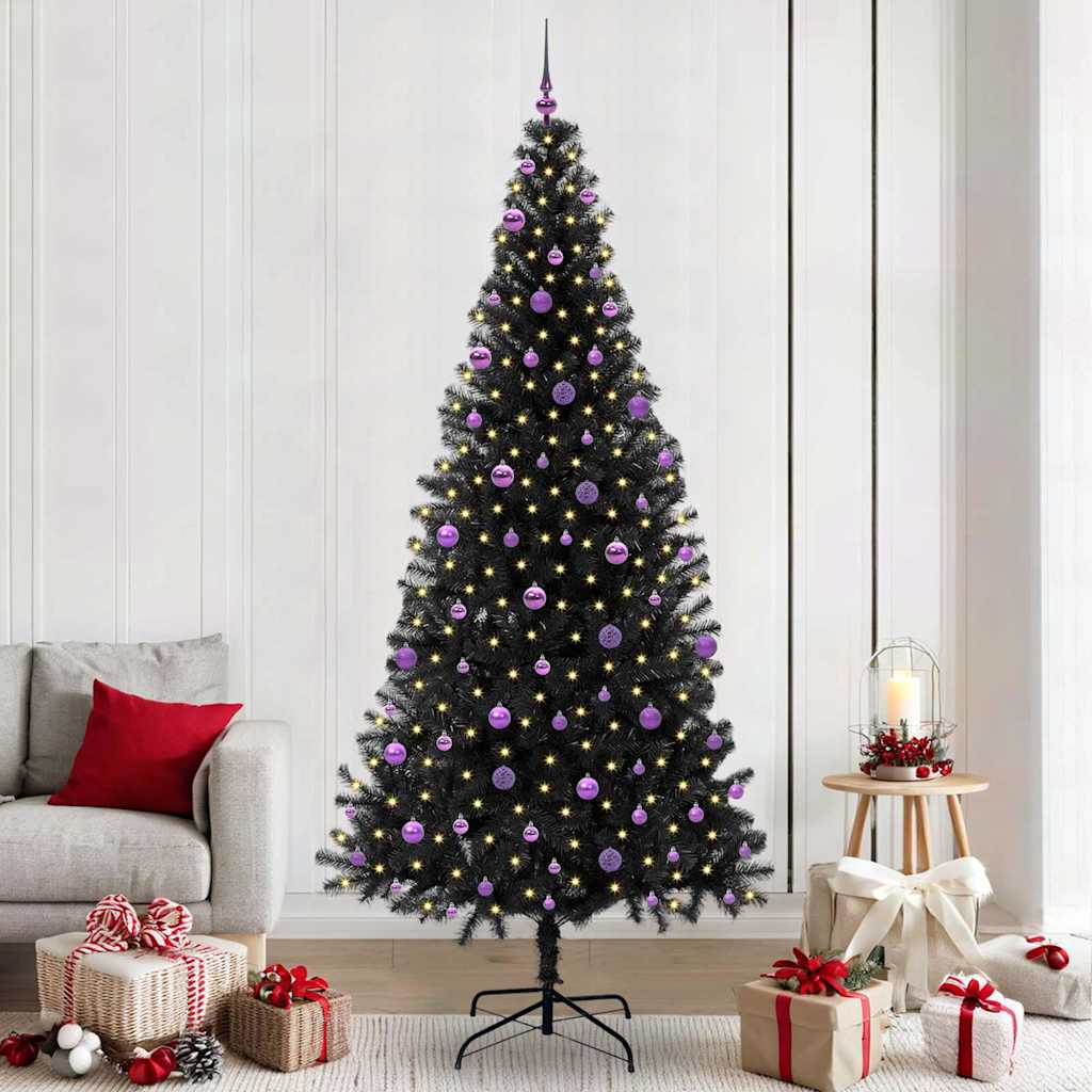 Albero di Natale con 300 LED con supporto Nero 240 cm PVC