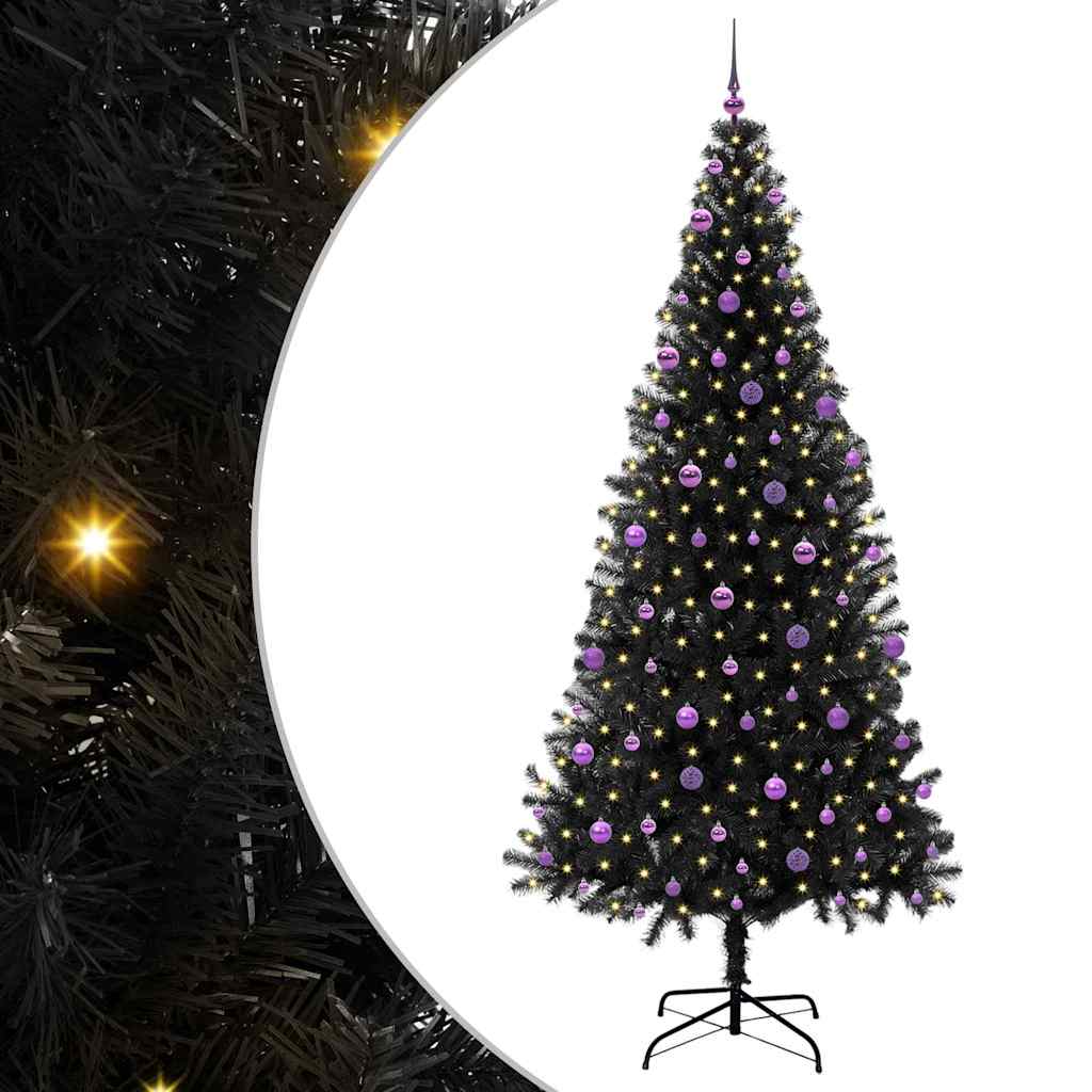 Albero di Natale con 300 LED con supporto Nero 240 cm PVC
