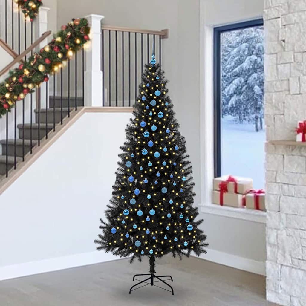 Albero di Natale con 300 LED con supporto Nero 240 cm PVC