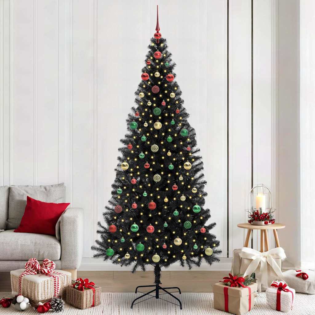 Albero di Natale con 300 LED con supporto Nero 240 cm PVC