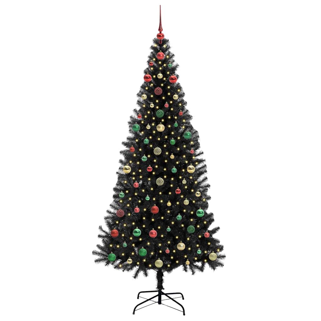 Albero di Natale con 300 LED con supporto Nero 240 cm PVC