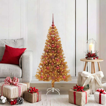 Albero di Natale con 150 LED con supporto Oro 120 cm PET