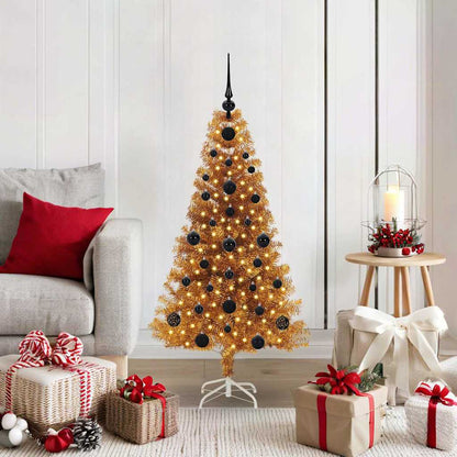 Albero di Natale con 150 LED con supporto Oro 120 cm PET