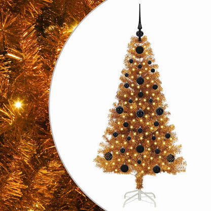 Albero di Natale con 150 LED con supporto Oro 120 cm PET