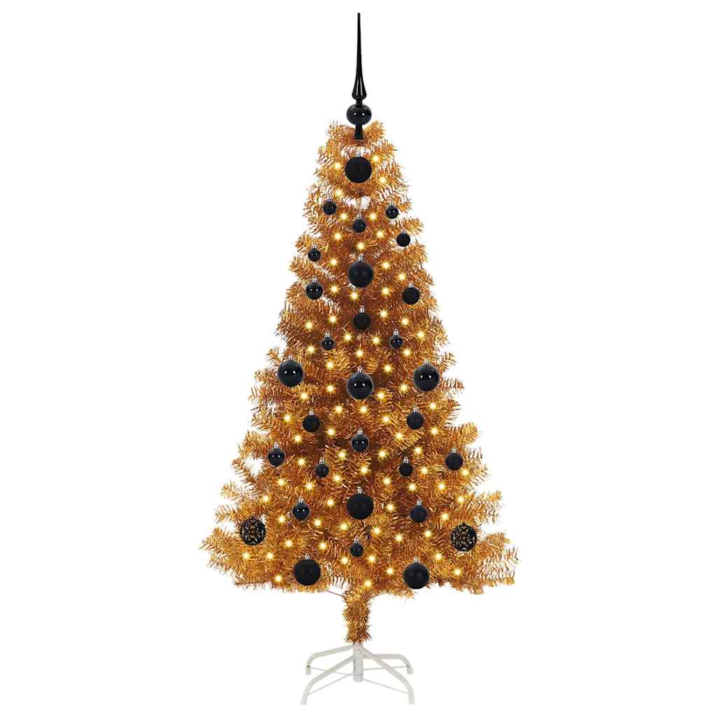 Albero di Natale con 150 LED con supporto Oro 120 cm PET