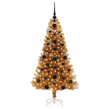 Albero di Natale con 150 LED con supporto Oro 120 cm PET