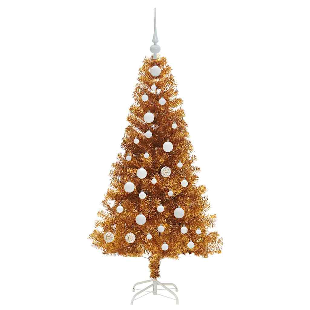 Albero di Natale con 150 LED con supporto Oro 120 cm PET