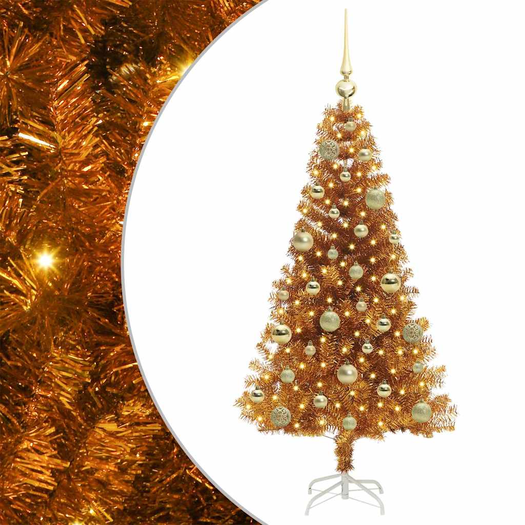 Albero di Natale con 150 LED con supporto Oro 120 cm PET