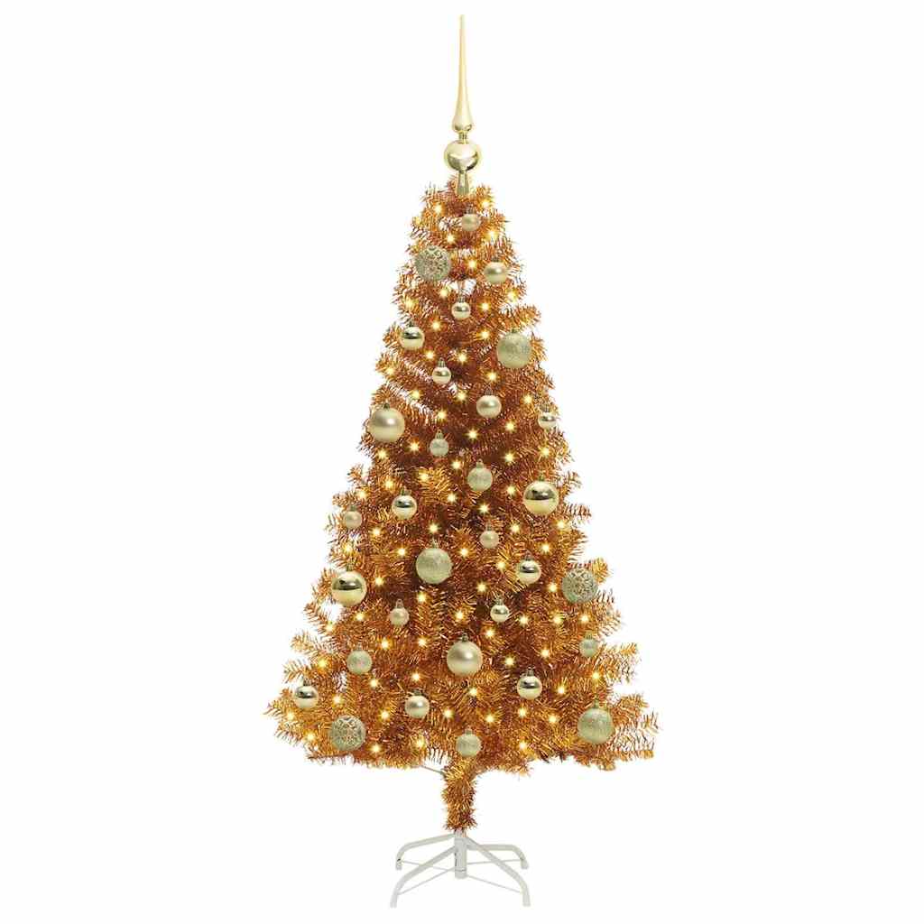 Albero di Natale con 150 LED con supporto Oro 120 cm PET