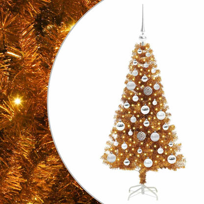 Albero di Natale con 150 LED con supporto Oro 120 cm PET