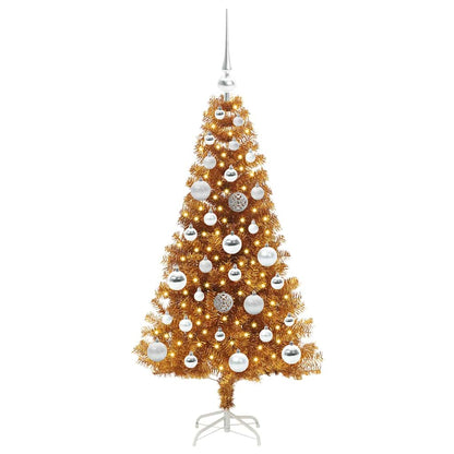 Albero di Natale con 150 LED con supporto Oro 120 cm PET