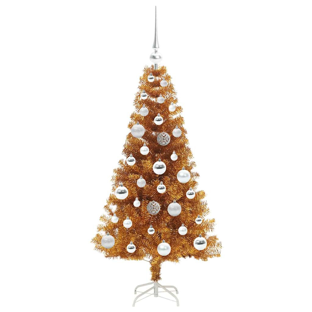 Albero di Natale con 150 LED con supporto Oro 120 cm PET