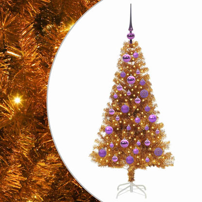 Albero di Natale con 150 LED con supporto Oro 120 cm PET